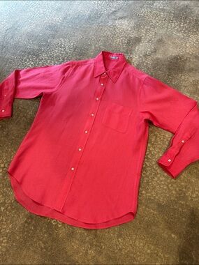 J MCLAUGHLIN LINEN HOT PINK MENS SHIRT SIZE L